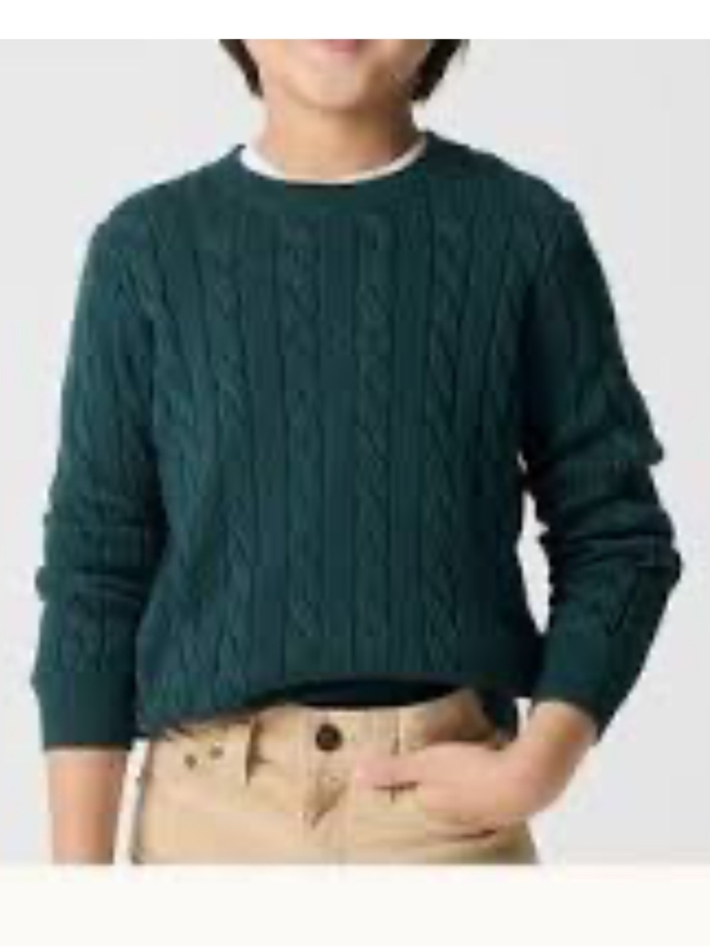 Crewcuts Dark Green Cable-Knit Pullover Sweater Boy XL (12-14)